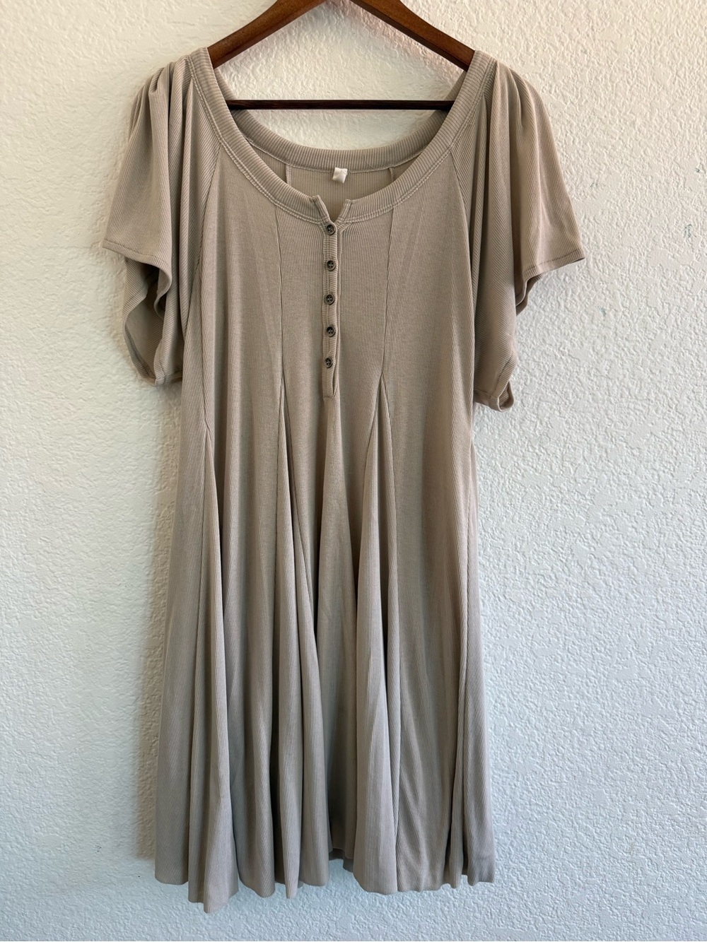 Wishlist Apparel Mineral Wash Ribbed Henley Mini Dress